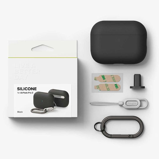 Ringke Silicone Case Silicone with Hook in Black color for Apple AirPods Pro 3