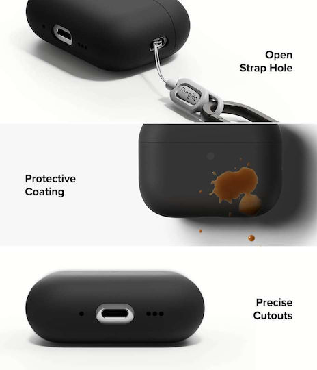 Ringke Silicone Case Silicone with Hook in Black color for Apple AirPods Pro 3