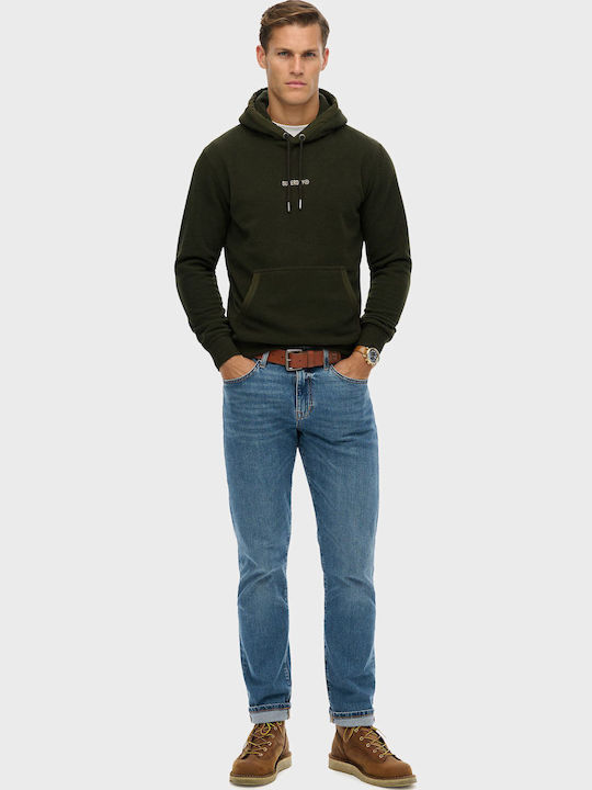Micro Logo Hoodie with Hood Olive Green