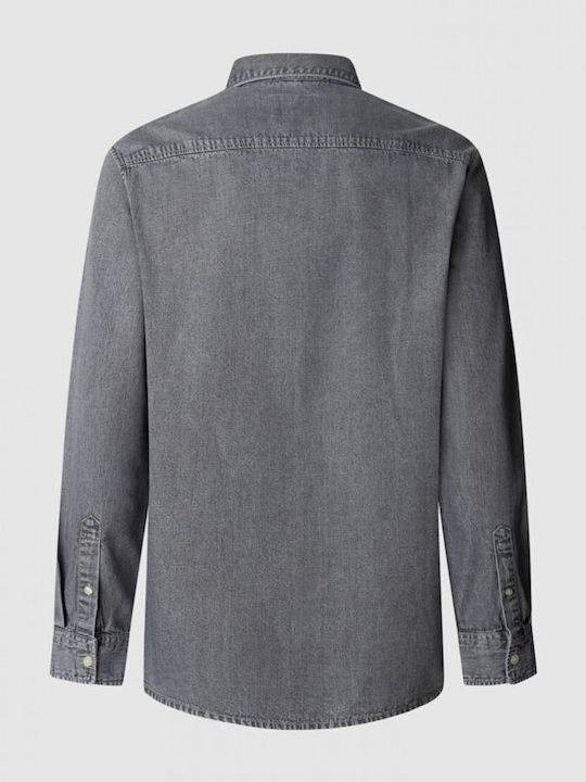 Long-sleeved Denim Shirt Gray
