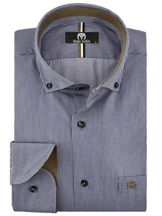 Long Sleeve Striped Blue Shirt