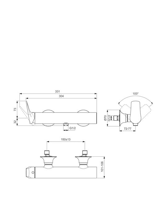 Ideal Standard La Dolce Vita Mixing Bathtub Shower Faucet Silver