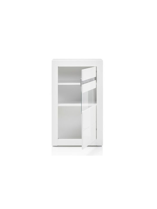 Sideboard Beldomo 108 made of Wood & Glass Glossy White, White 66x35x112cm
