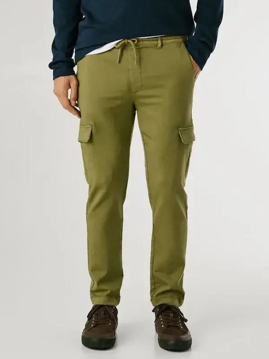 Elastic Cargo Trousers In Regular Fit Green