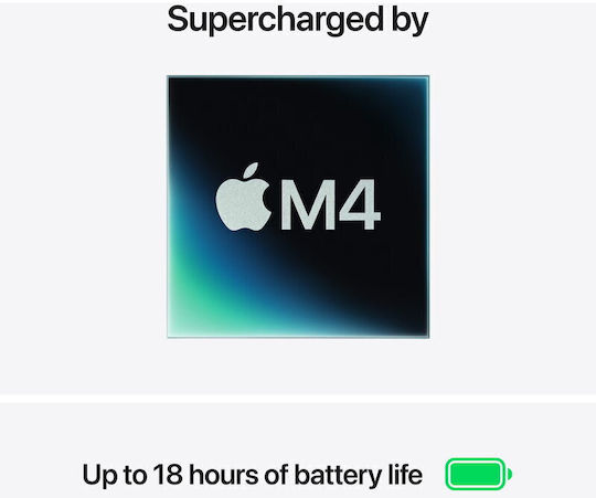 Apple MacBook Air 15.3" IPS Retina Display (M4-10-Core/16GB/256GB SSD/10-Core GPU) με Φορτιστή 35W (Dual Port) Midnight (International English Keyboard)