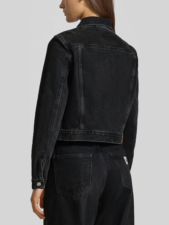 Zuschneiden Damen Jeansjacke Black