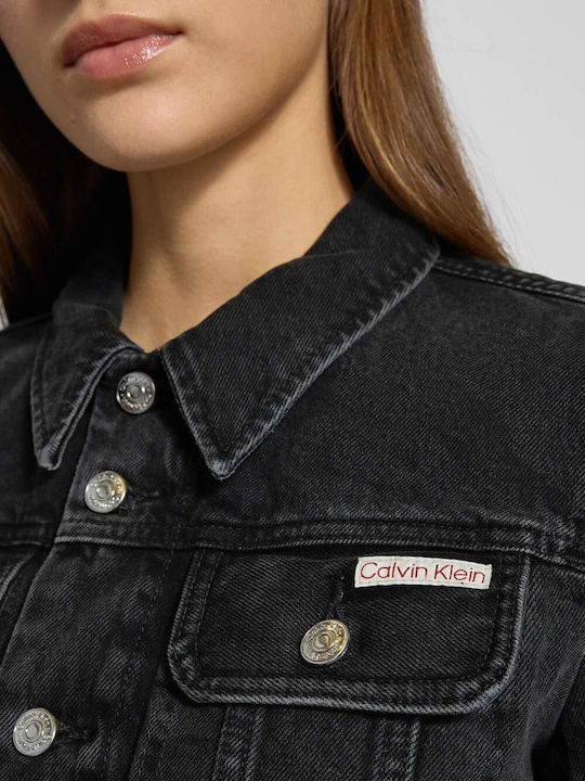 Zuschneiden Damen Jeansjacke Black