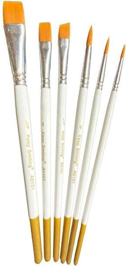 Art Brushes Keep Smiling Short Handle Set 6 Pieces Round Plaque 33475