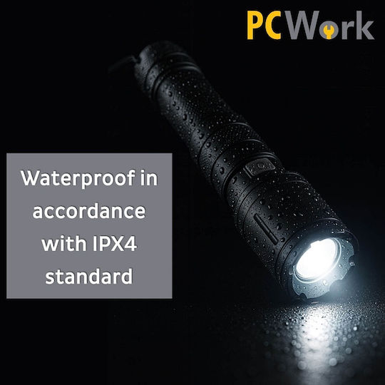 Pcwork Rechargeable Flashlight LED IPX4 with Maximum Brightness 650lm