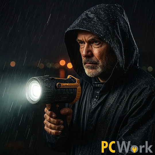 Pcwork Επαναφορτιζόμενος Προβολέας Χειρός LED IPX4 με Μέγιστη Φωτεινότητα 1590lm