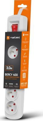 Natec Bercy Power Strip with Surge Protection 5 Positions with Switch and Cable 3m Gray