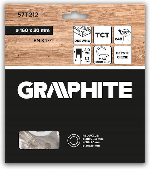 Graphite Schneidscheibe Holz mit 48 Zähnen 160mm