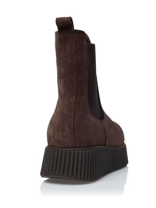 Suede Women's Ankle Boots Brown