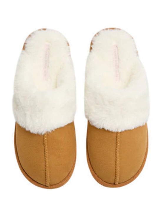 Winter Women's Slippers with Fur Brown