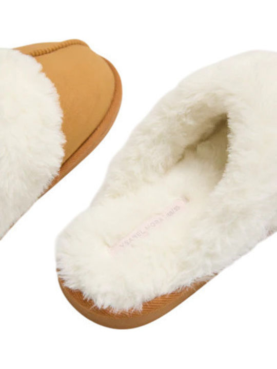 Winter Women's Slippers with Fur Brown