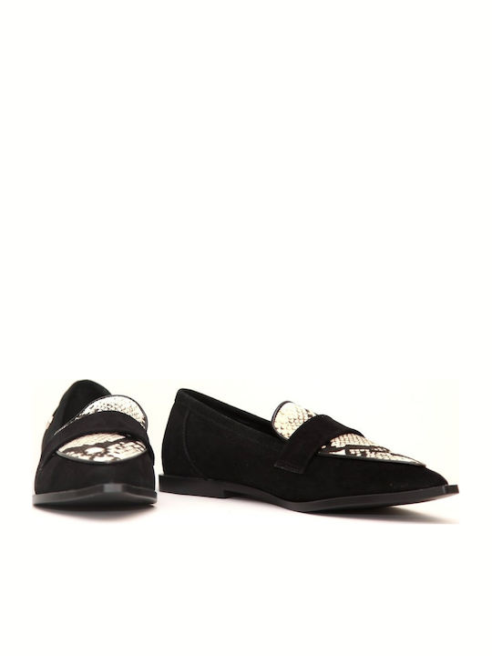 Δερμάτινα Γυναικεία Loafers σε Μαύρο Χρώμα