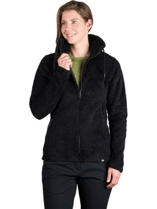 Fleece Γυναικεία Ζακέτα σε Μαύρο Χρώμα