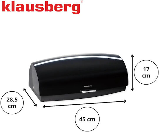 Klausberg Кутия за хляб Метал Черна 45x28.5x17см