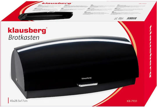 Klausberg Кутия за хляб Метал Черна 45x28.5x17см