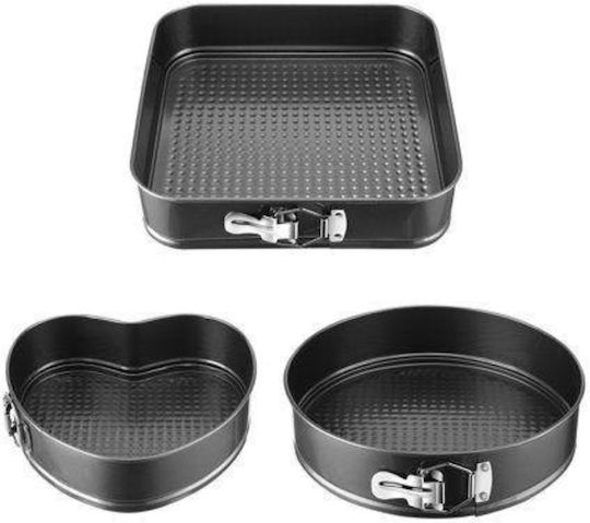 Set 3 Pufo Cake Metal Baking Trays Removable Base Different Shapes