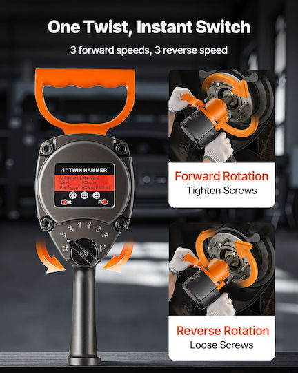 Vevor Air Impact Wrench 1" With Maximum Torque 163.15kgm