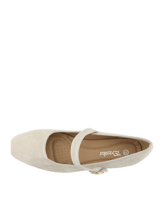 Suede Γυναικείες Μπαλαρίνες Μπεζ