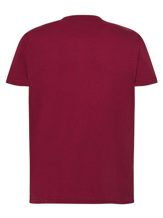 Jhk T-shirt Ανδρικό Διαφημιστικό T-shirt Κοντομάνικο σε Μπορντό Χρώμα