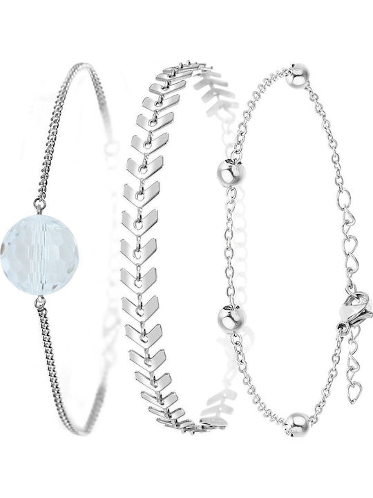 So Charm Women's Steel Bracelet Set 14.5cm BS4390 B2882 B2371-A