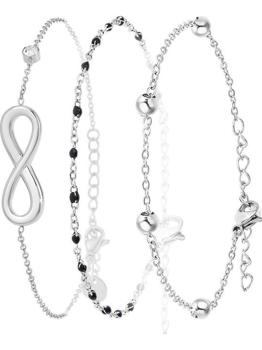 So Charm Women's Bracelet Set with Infinity Design in Steel 16cm