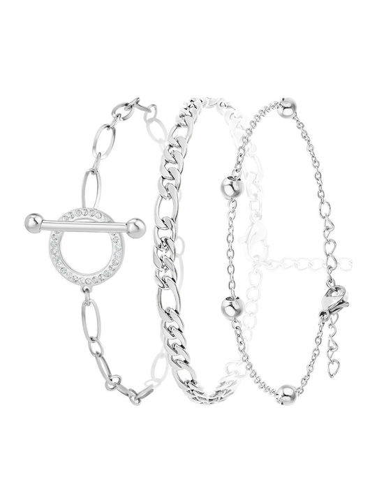 So Charm Γυναικείο Σετ Βραχιόλια από Ατσάλι 17cm