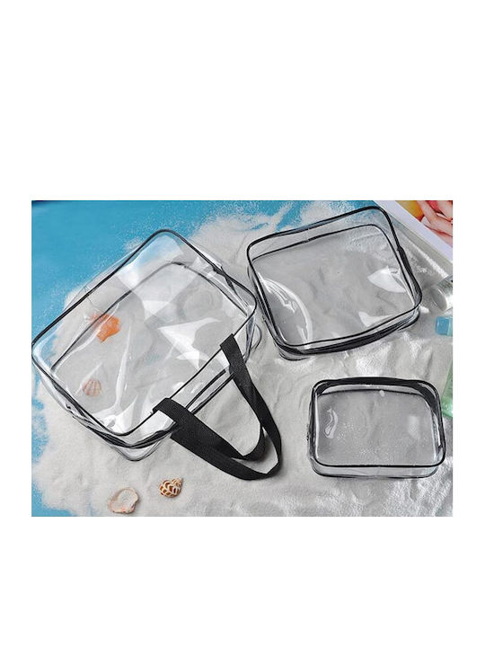 Set of Transparent Travel Toiletry Cosmetic Bags 3 Pieces Aria Trade