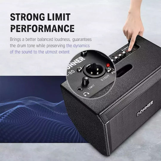 Donner DDA-80 EC1738 Active Speaker PA 80W with Woofer 8"