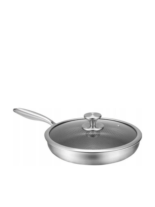 Edenberg Tigaie Honeycomb Din Oțel Inoxidabil Cu Capac Cu Acoperire Antiaderentă 26cm