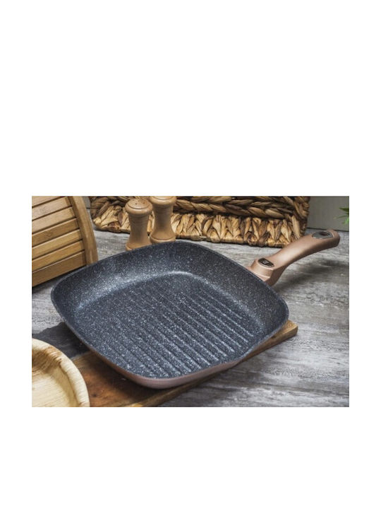 Berlinger Haus Metallic Line Grill made of Aluminum with Stone Coating Rose Gold Collection 28cm