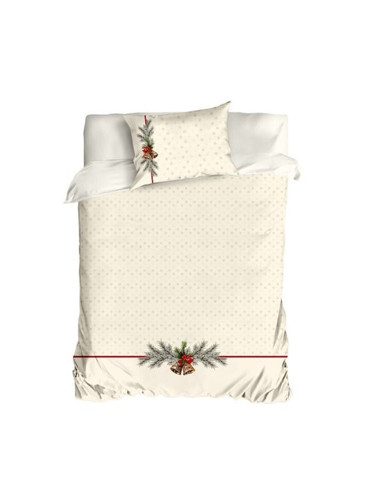 Lenjerii Deosebite Set Husă de Pilotă Bumbac Single cu Față de Pernă & 1 Cearsaf 160x220 Cremă