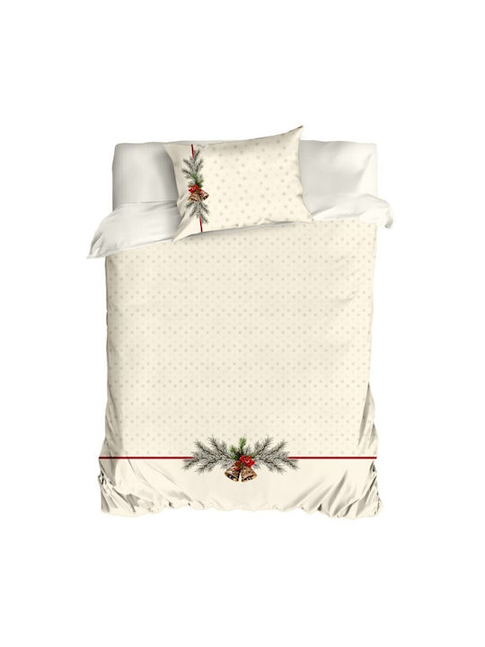 Lenjerii Deosebite Set Husă de Pilotă Bumbac Single cu Față de Pernă & 1 Cearsaf 160x220 Cremă