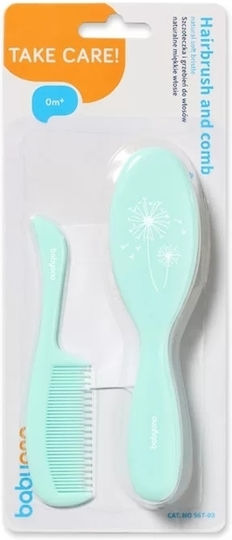 Babyono Βρεφική Βούρτσα & Χτένα Πικραλίδα Mint 2τμχ