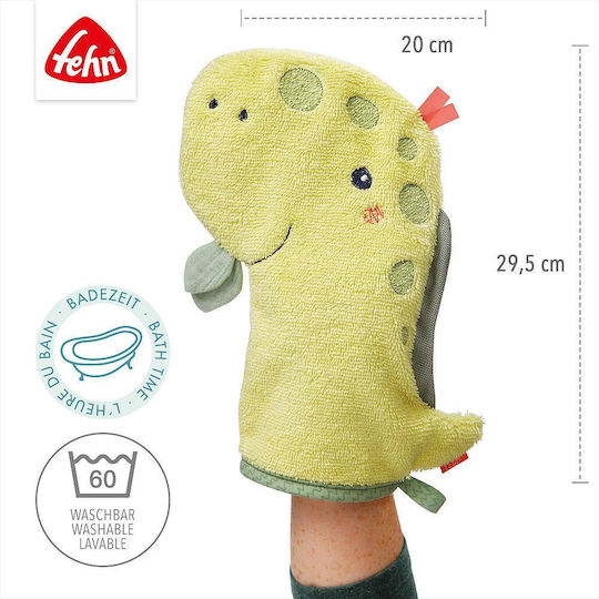 Fehn Baby Bath Glove Dino Yellow