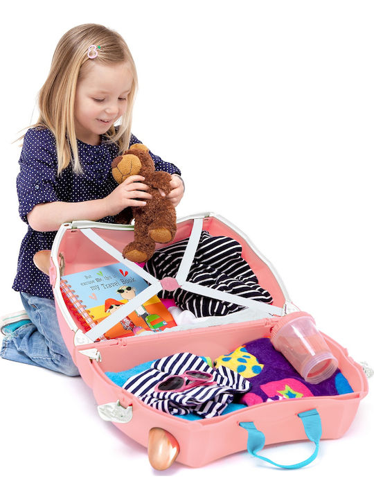 Trunki Ride-on Flamingo Flossi Βαλίτσες Ταξιδιού Σκληρές Ροζ με 4 Ρόδες