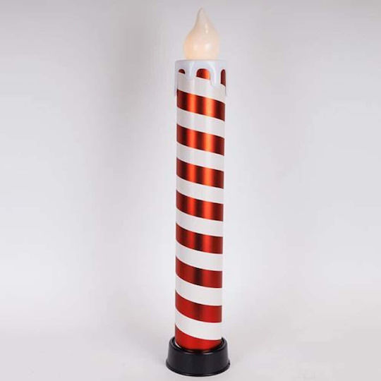 Beleuchtete Kerze 14x82cm Rote & Weiße Bewegung In Flamme Mit Batterien 3xaa Timer 6 Warme Weiße LEDs Ip44