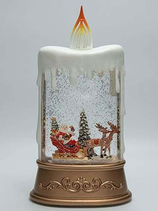 Tabletop Decorative Candle Shape Santa Sleigh Water Inside Lighted Battery Timer 15.5x9.5x30cm