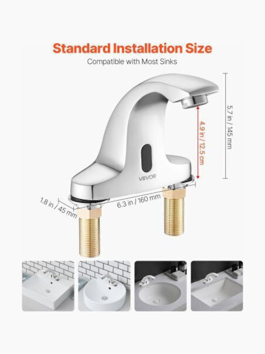 Vevor Mixing Sink Faucet with Photocell Sensor Silver