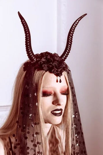 Headband Horns Tulle 30x76cm Black