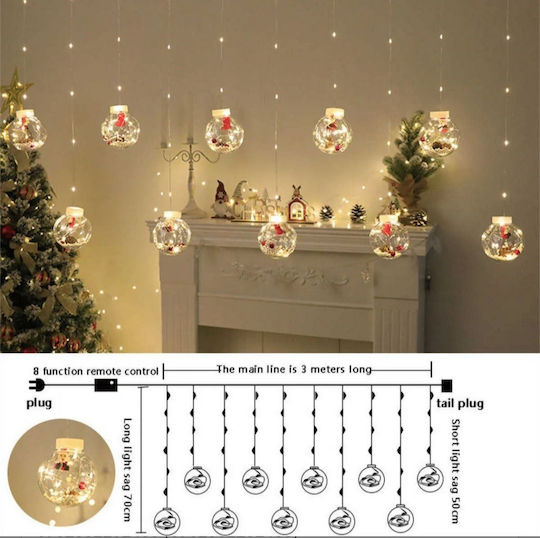 200 Lights Incandescence 2.5m. Warm White Solar type Curtain 1pcs