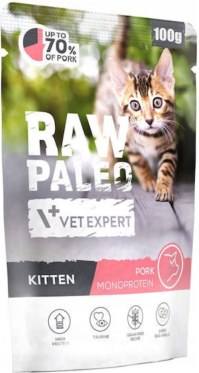 VetExpert Raw Paleo Υγρή Τροφή για Ανήλικες Γάτες με Χοιρινό 100gr