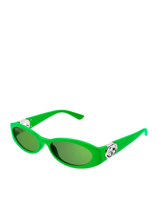 Gucci Women's Sunglasses with Green Plastic Frame and Green Lens GG1660S 005