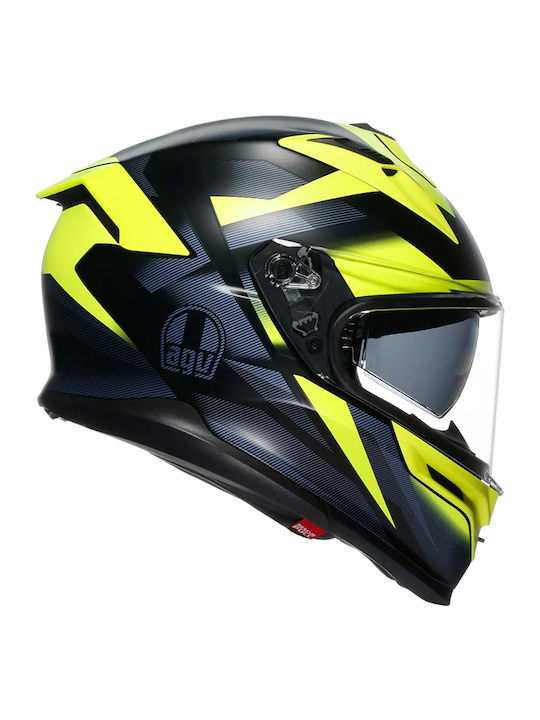 AGV K7 MPLK Glimpse Matt Black/Yellow Fluo Κράνος Μηχανής Full Face ECE 22.06 1450gr με Sunvisor