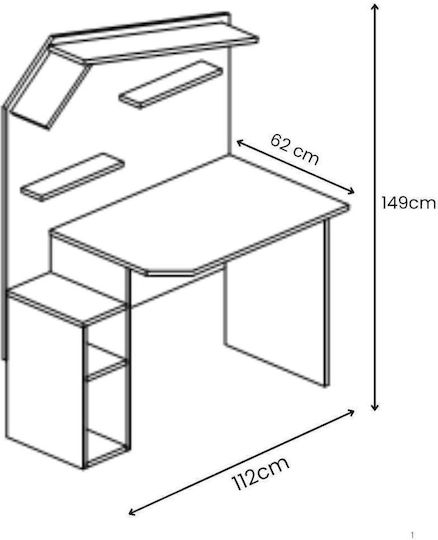 Kinder Schreibtisch aus Melamin Beige 112x149x62cm