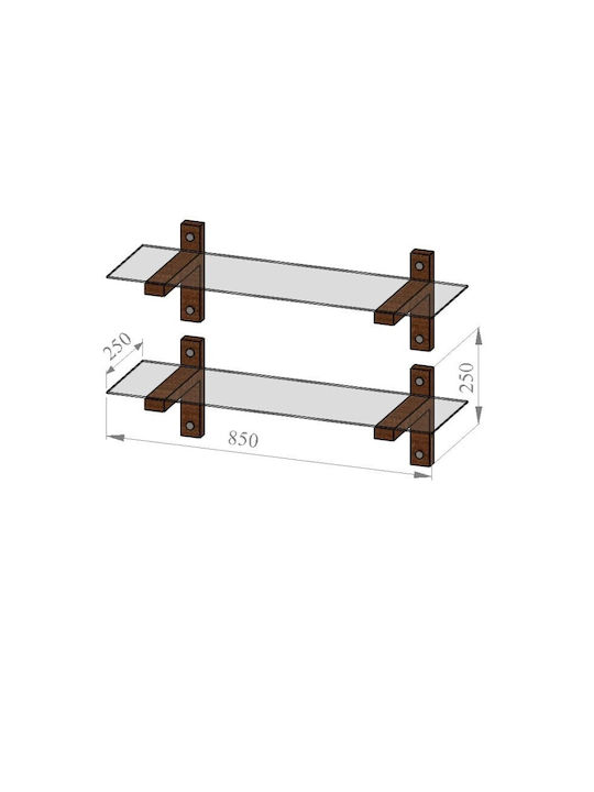 Ράφια Τοίχου Fume-walnut (2τμχ) 85x25x25εκ.