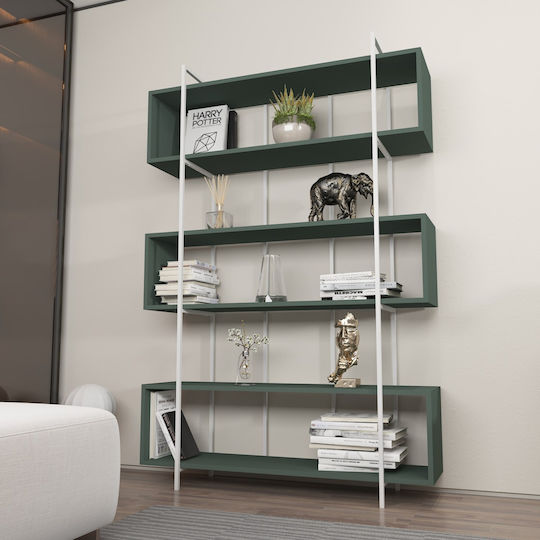 Bibliotecă Bruti Verde-Alb 120x29,6x180 cm